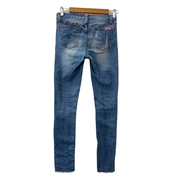 Hudson Distressed Raw Hem Skinny Jeans - Picture 3 of 6